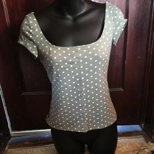 polka dot green top crop top small